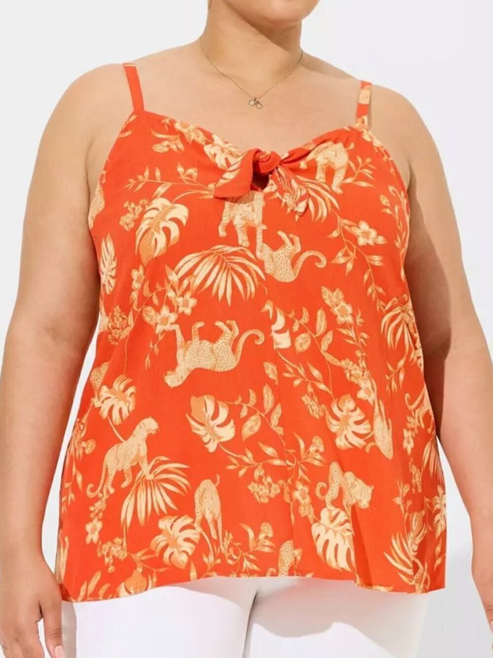 NEW NWT TORRID 2 Plus Size Sophie Washable Gauze Tie Front Swing Cami Orange 2X